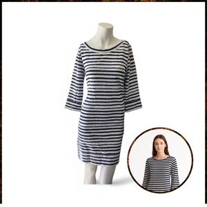 Ann Taylor Loft Heavy 100%
Cotton Dress Sz M Shift Striped
Button Back Coastal